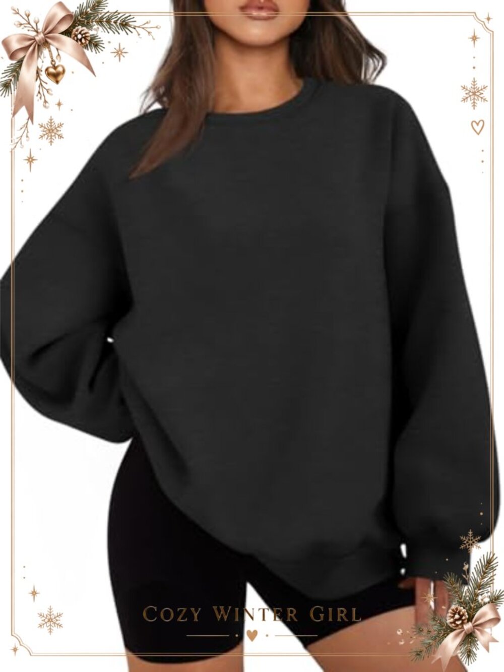 Oversized Crewneck Fleece Sweatshirt Comfy Casual Pullover Long Sleeve